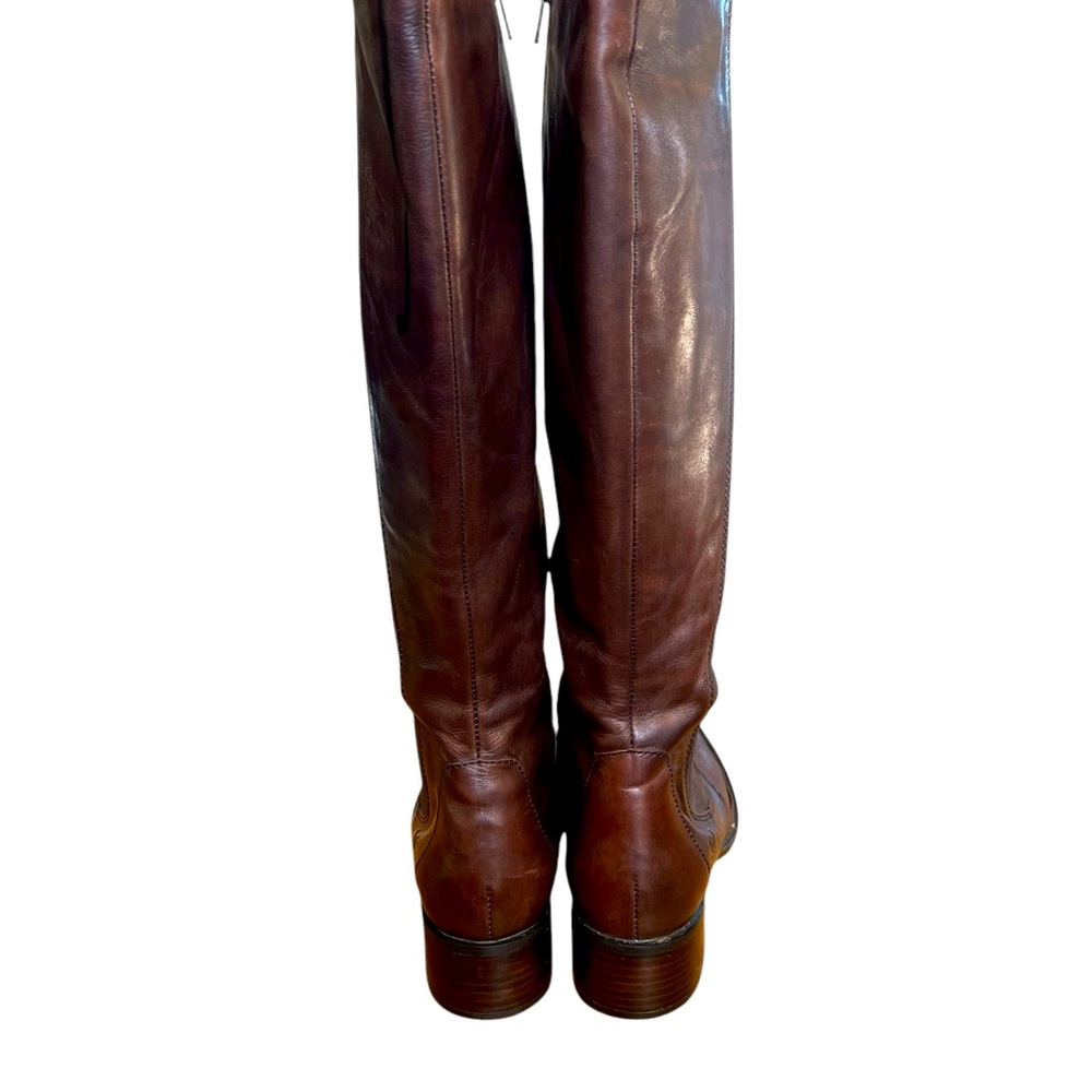Born Brown Leather Boots with Block Heel 7.5 size stretch calf excellent condit - Picture 6 of 12